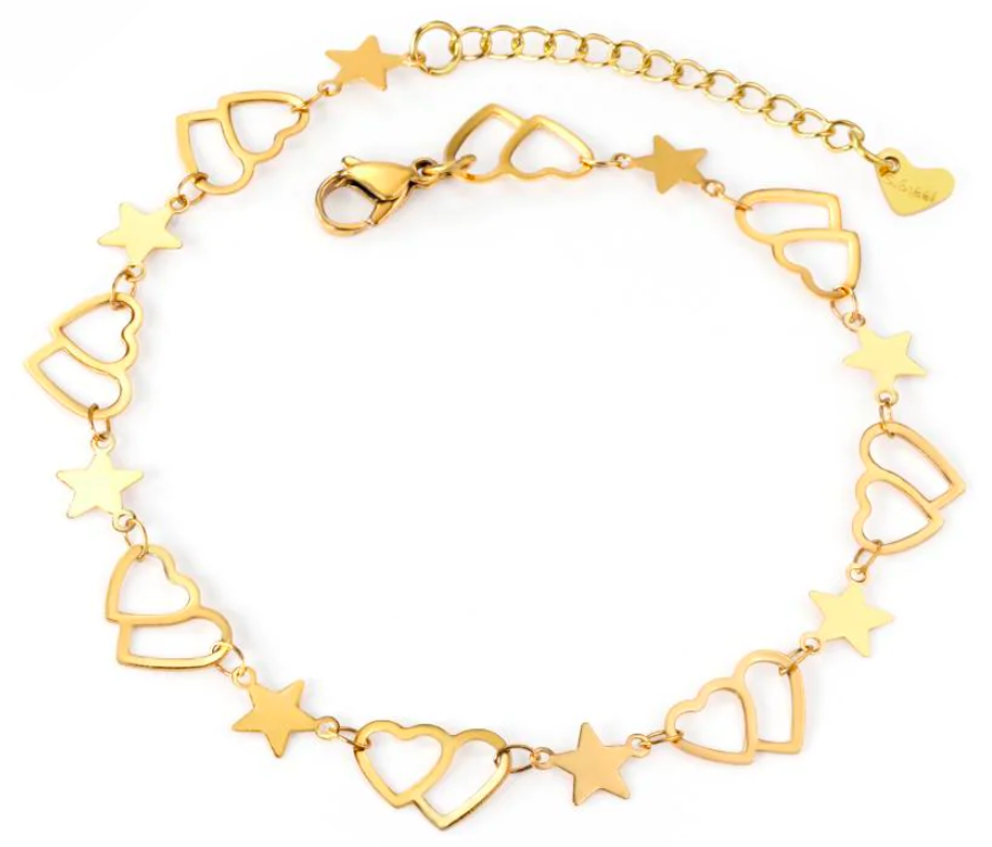 Interlinked heart anklet